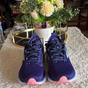 Brooks Women's Navy Blue Running Shoes with Pink Accents